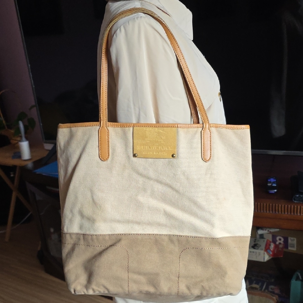 BURBERRY Beige and Tan Tote Bag